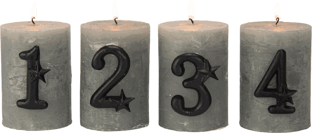 ADVENT Kerzenpin Zahlen 1-4 Set