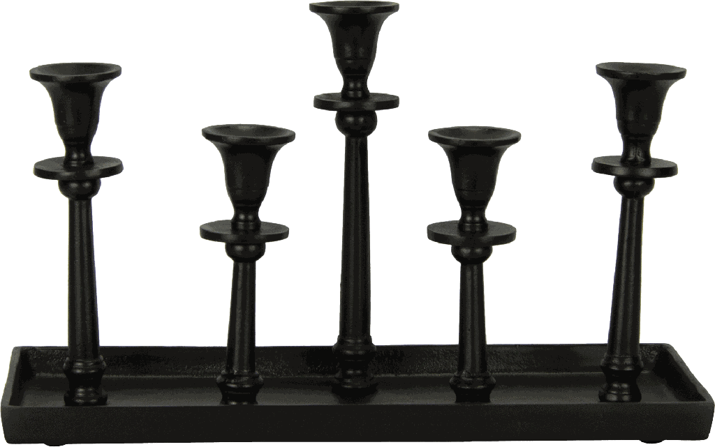 Kerzentablett 5-er Metall schwarz