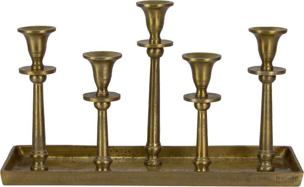 Kerzentablett 5-er Metall messing