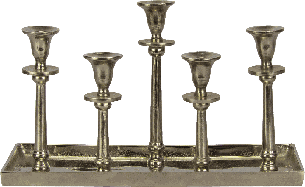 Kerzentablett 5-er Metall antik-silber