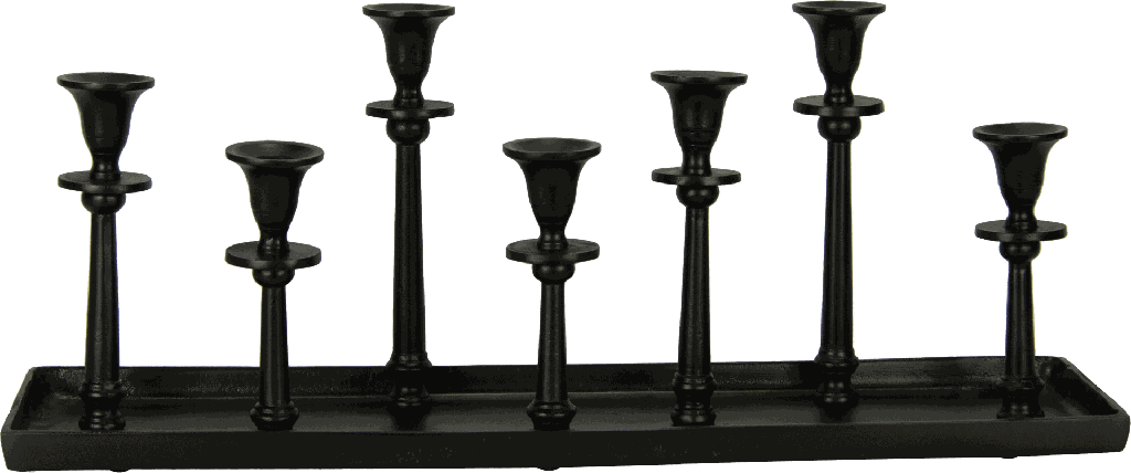 Kerzentablett 7-er Metall schwarz