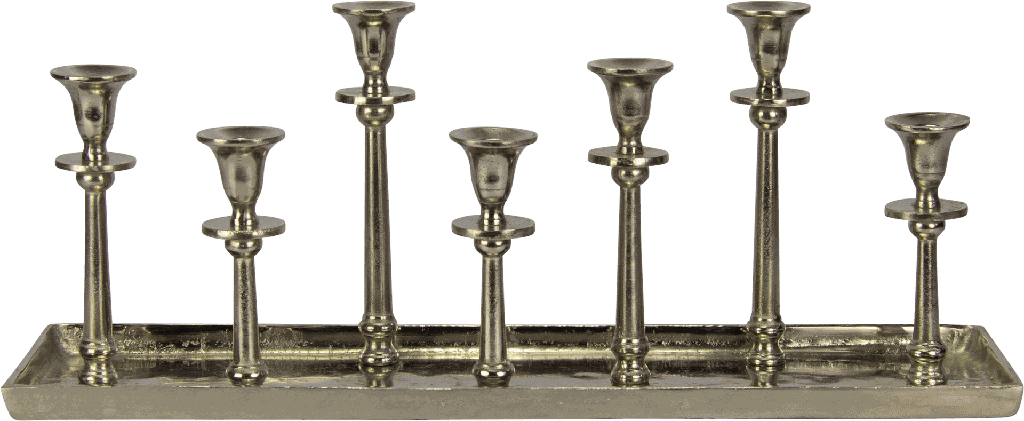 Kerzentablett 7-er Metall antik-silber