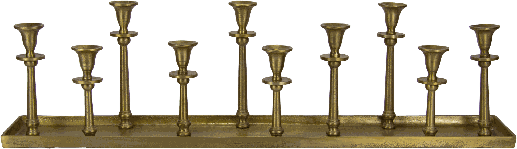 Kerzentablett 10-er Metall messing