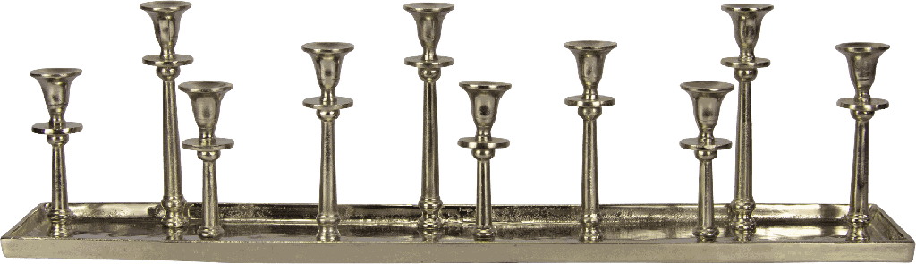 Kerzentablett 10-er Metall antik-silber