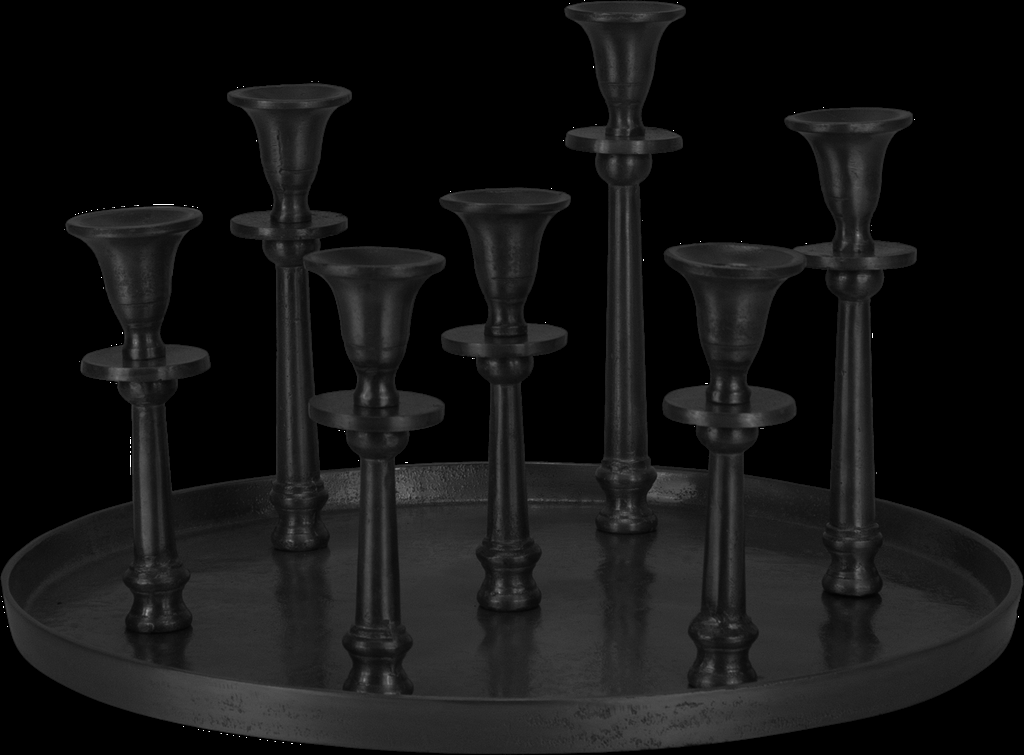 Kerzentablett 7-er Metall schwarz
