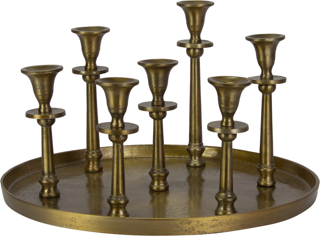 Kerzentablett 7-er Metall messing