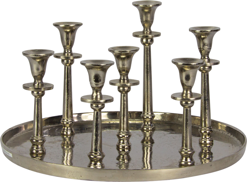 Kerzentablett 7-er Metall antik-silber