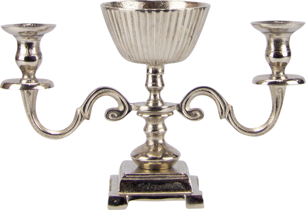 Kerzenständer 2-er mit Metallschale Ø 13 cm Höhe 25 cm