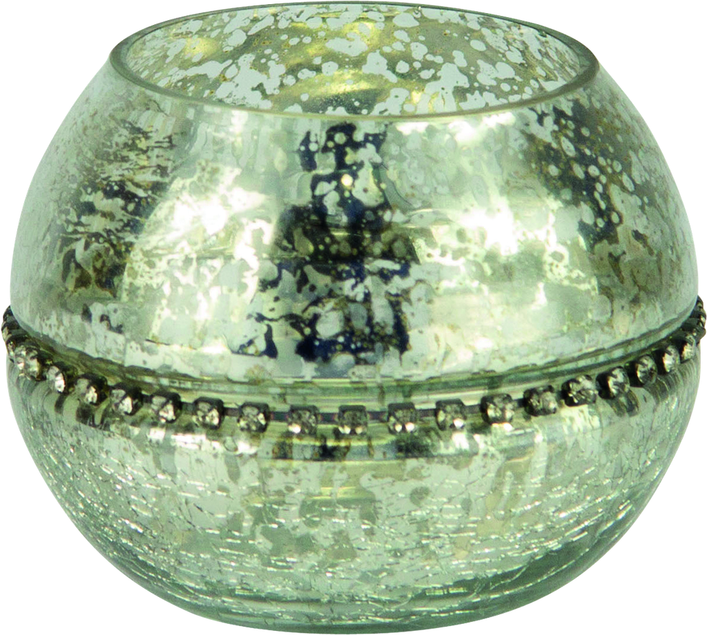 Windlicht mit Strassband 7,5 x Ø 10 cm Glas silber