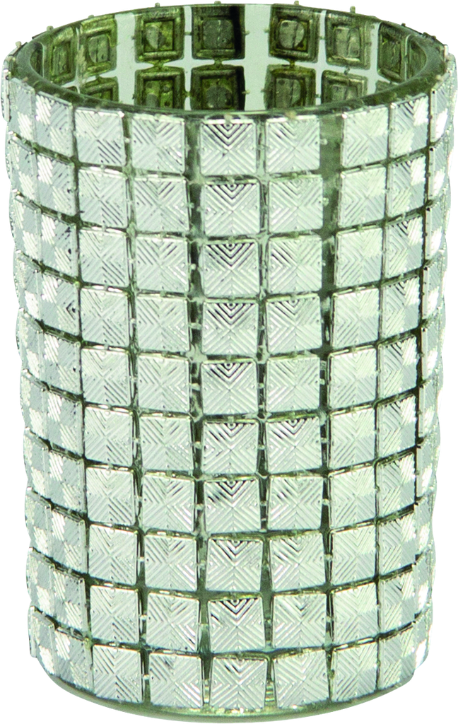 Windlicht 8,5 x Ø 6 cm Glas silber