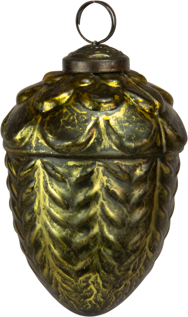 Kugel 7,5 cm Glas grün-gold