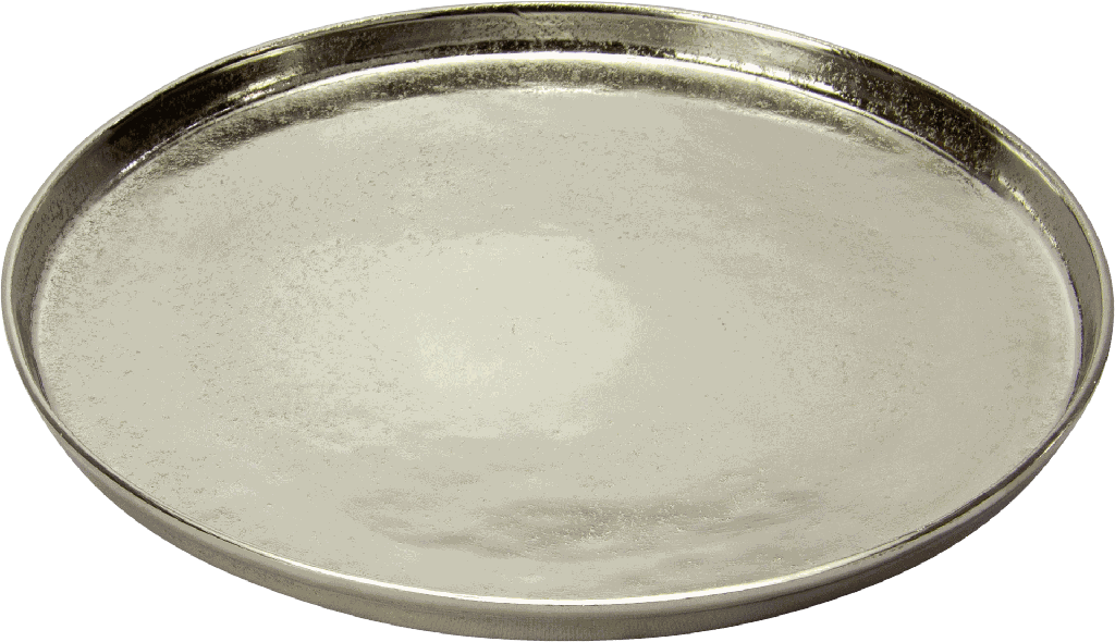 BASIC Kerzentablett rund Metall antik-silber