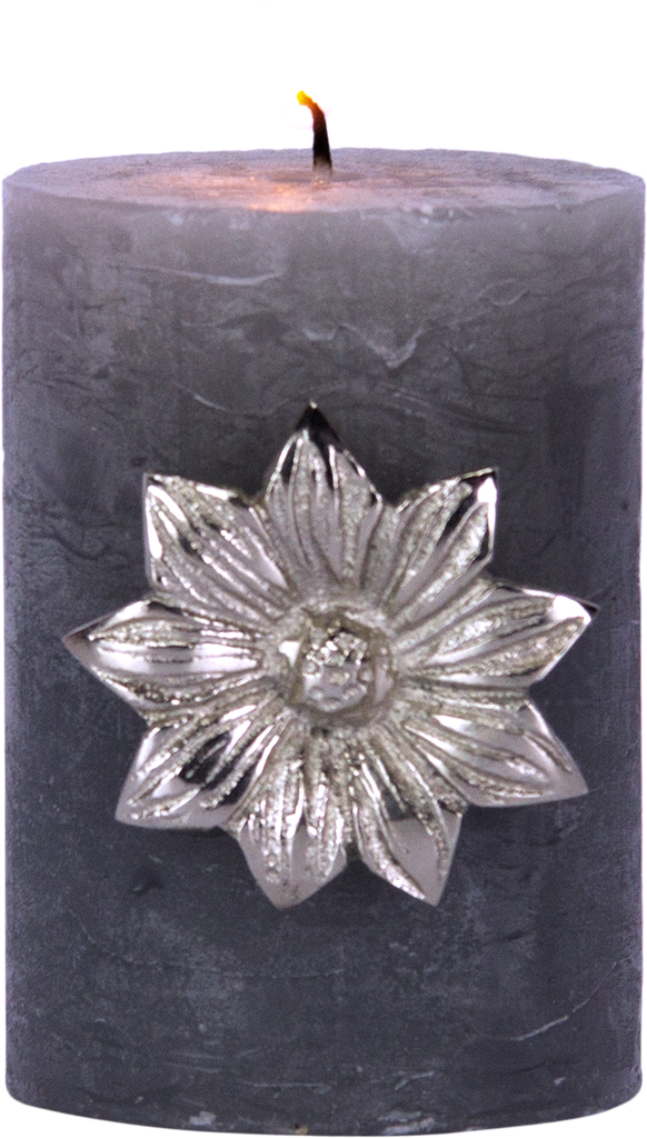 FLOWER Kerzenpin Metall antik-silber