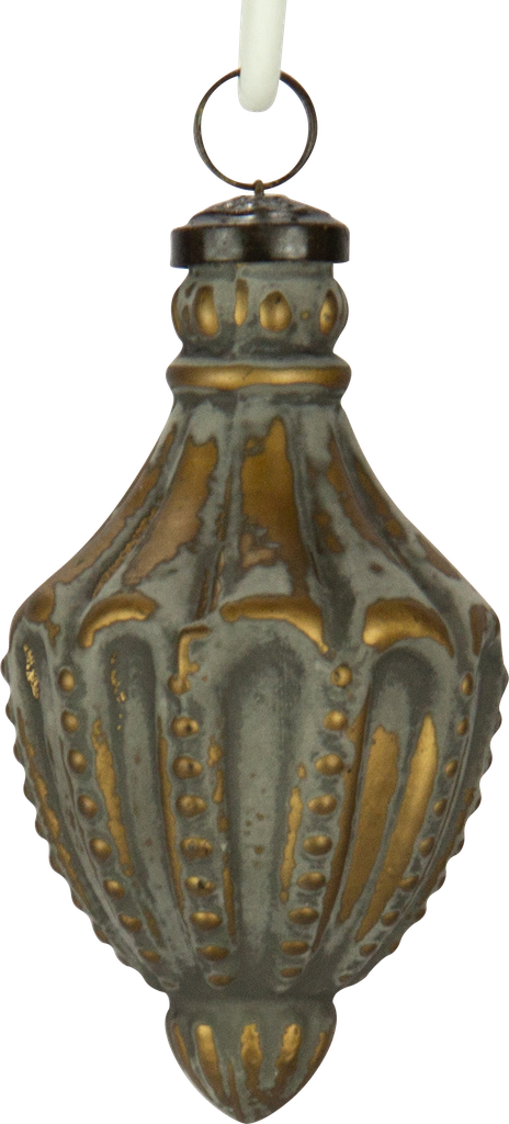 Ornament 11,5 cm Glas grau-gold