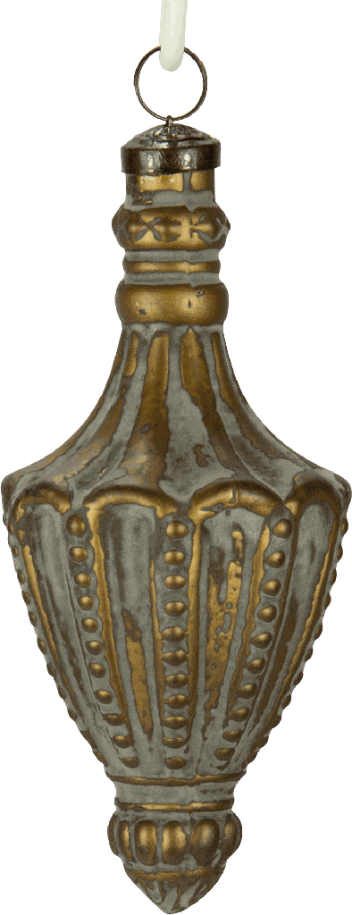 Ornament 16 cm Glas grau-gold