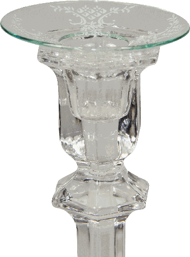 [15005A00] Kerzenteller Ø 7 cm Dekor Ranken weiß