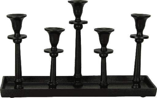 [17301A70] Kerzentablett 5-er Metall schwarz