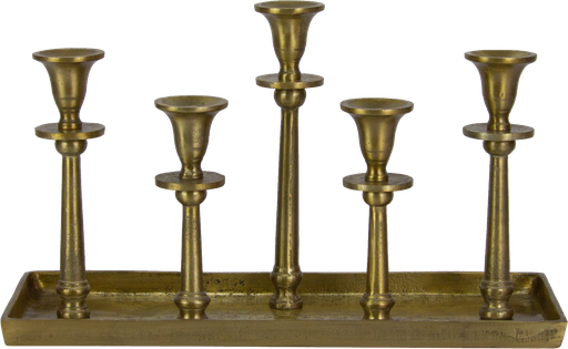 [17301A90] Kerzentablett 5-er Metall messing