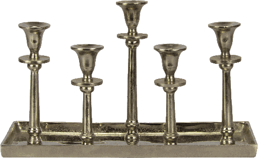 [17301A99] Kerzentablett 5-er Metall antik-silber