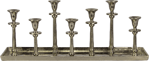 [17302A99] Kerzentablett 7-er Metall antik-silber