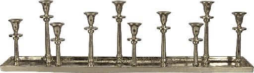 [17303A99] Kerzentablett 10-er Metall antik-silber