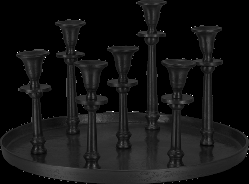 [17306A70] Kerzentablett 7-er Metall schwarz
