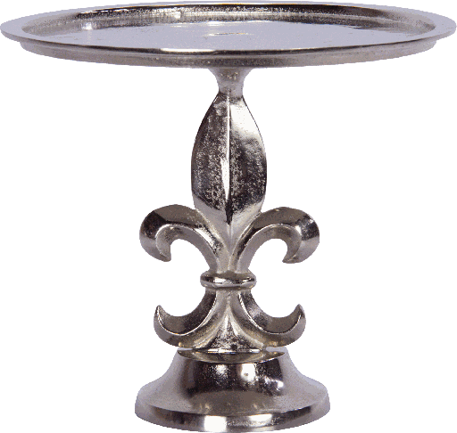 [17382A99] BOURBONE Platte auf Fuß Metall antik-silber