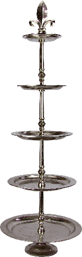 [17383A99] BOURBONE Etagere 5-er Metall antik-silber