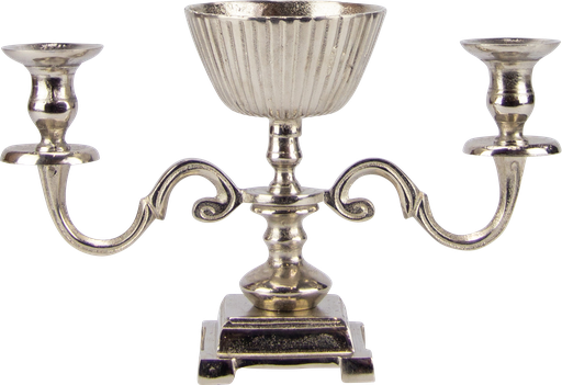 [19052A99] Kerzenständer 2-er mit Metallschale Ø 13 cm Höhe 25 cm