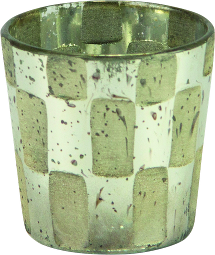 [21106A99] Windlicht 6,5 x Ø 6 cm Glas silber