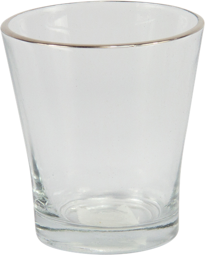 [23102A00] Windlicht 8 x Ø 7,5 cm Glas klar mit Silberrand