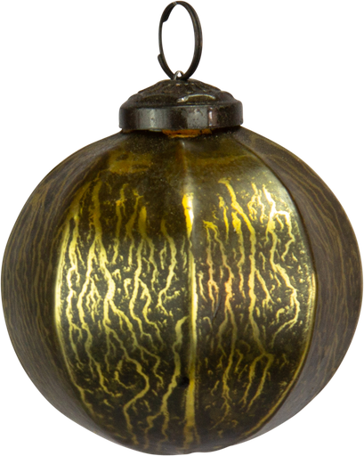 [23220W90] Kugel 8 cm Glas grün-gold