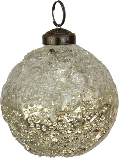 [23224W99] Kugel 7 cm Glas silber gefrostet