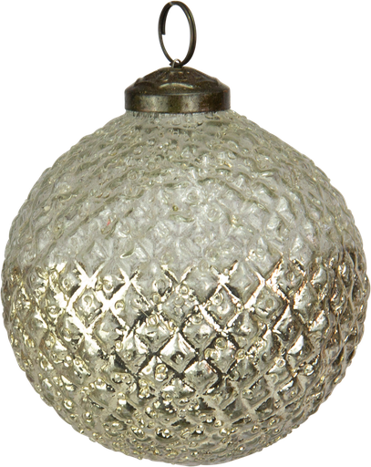 [23227W99] Kugel 9 cm Glas silber gefrostet