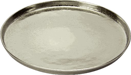 [23306A99] BASIC Kerzentablett rund Metall antik-silber