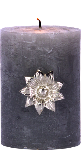 [24010A99] FLOWER Kerzenpin Metall antik-silber