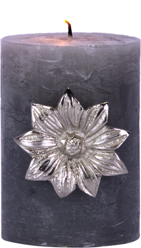 [24011A99] FLOWER Kerzenpin Metall antik-silber