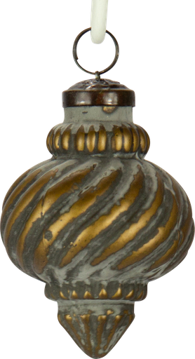 [24035W77] Ornament 9,5 cm Glas grau-gold