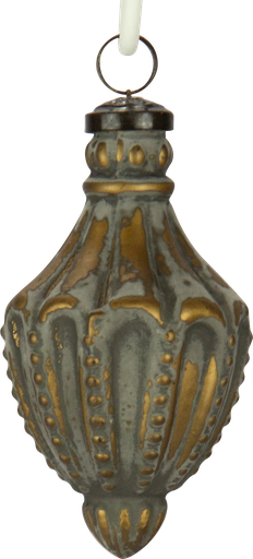 [24036W77] Ornament 11,5 cm Glas grau-gold